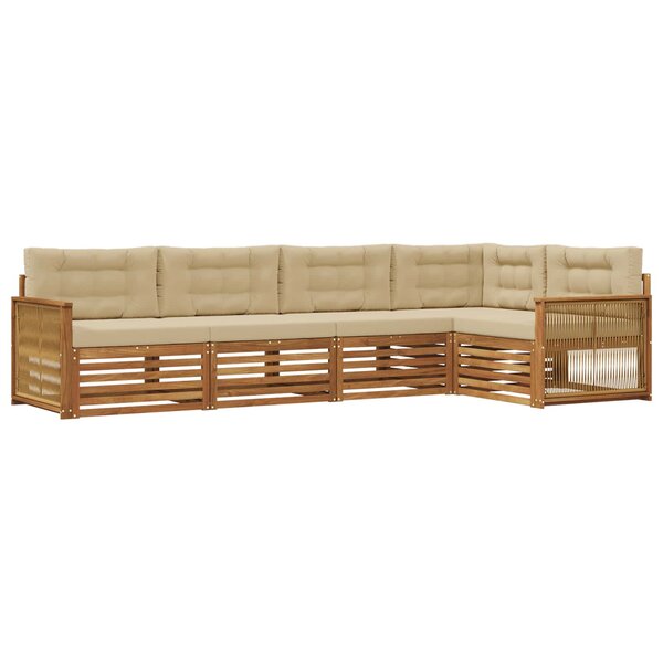 vidaXL Ensemble de canapés d'extérieur 5 pc Naturel et Beige