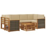 vidaXL Ensemble de canapés d'extérieur 7 pc Naturel et Beige