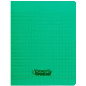 Cahier 140 pages seyès 90 g  couverture polypropylène vert  format 17 x 22 cm  CALLIGRAPHE
