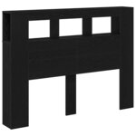 vidaXL Tête de lit LED avec étagère Chêne noir 140 x 18 5 x 103 5 cm