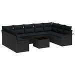 vidaXL Ensemble de canapé de jardin 10 pièces avec coussins beige en poly rattan