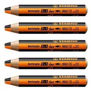 Crayon multi-talents woody 3 in 1 duo - orange-noir x 5 STABILO