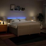 vidaXL Sommier à lattes de lit avec matelas Crème 200x200 cm Tissu