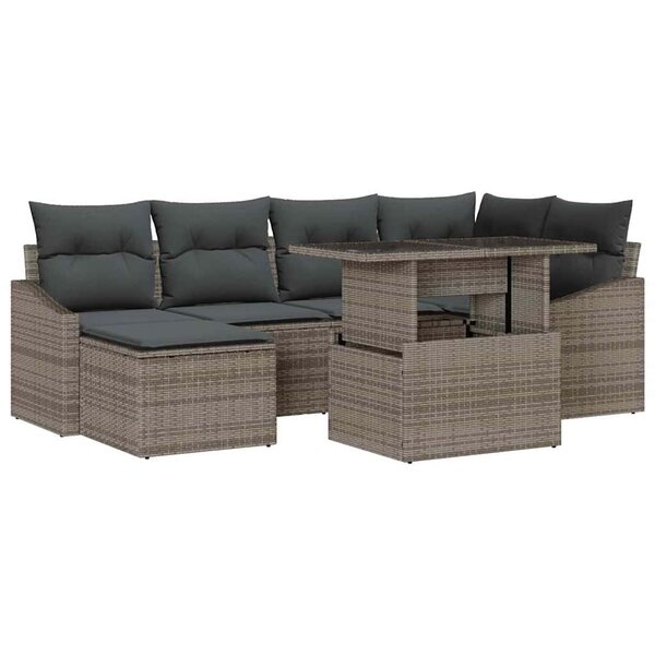 vidaXL Ensemble de canapé de jardin avec coussin 7 Pièces Gris