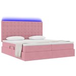 vidaXL Lit de rangement LED avec matelas Rose 200 x 200 cm Velours