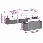 vidaXL Salon de jardin 8 Pièces avec coussins gris clair résine tressée