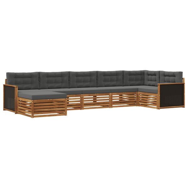 vidaXL Ensemble de canapés d'extérieur 7 Pièces Naturel et Anthracite