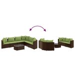 vidaXL Salon de jardin avec coussins 7 Pièces marron résine tressée