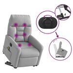 vidaXL Fauteuil inclinable de massage électrique gris nuage tissu