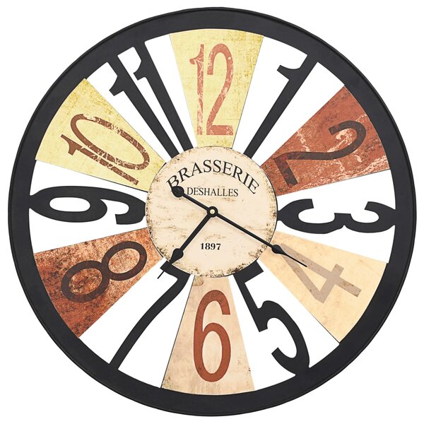 vidaXL Horloge murale Métal 60 cm Multicolore