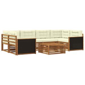 vidaXL Ensemble de canapés d'extérieur 7 pc Naturel et Crème Polyester