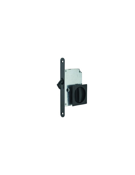 THIRARD - Serrure encastrable crochet à condamnation pour salle de bain et toilette coulissante  axe 50mm  bouts ronds  noir - THIRARD