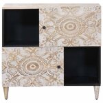vidaXL Buffet avec porte Blanc 80 x 33 5 x 75 cm Bois de mangue massif