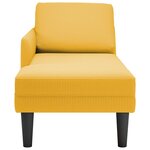 vidaXL Chaise longue avec coussin jaune clair tissu en velours côtelé
