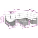 Ensemble de canapés de jardin 9 pièces avec coussins gris en rattan synthétique