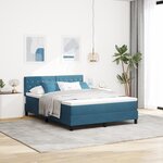 Lit Box Spring vidaXL avec Matelas Bleu Foncé 140x190 cm en Velours