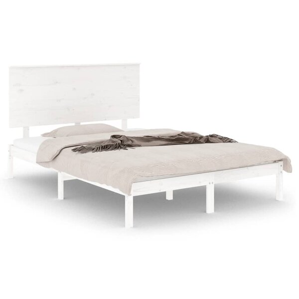 vidaXL Cadre de lit Blanc Bois de pin massif 140x200 cm