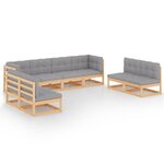 Salon de jardin meuble d'extérieur ensemble de mobilier 8 pièces avec coussins bois de pin massif 02_0017518