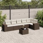 vidaXL Salon de jardin avec coussins 7 Pièces marron résine tressée