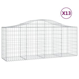 vidaXL Paniers à gabions arqués 13 Pièces 200x50x80/100 cm Fer galvanisé