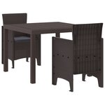 vidaXL Ensemble de salle à manger de jardin 3 pièces avec coussins en poly rattan marron