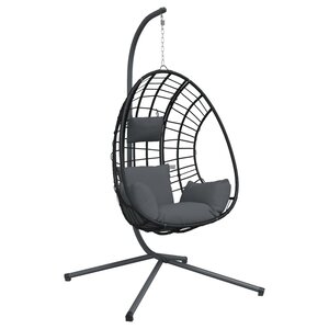 vidaXL Chaise suspendue œuf support anthracite rotin et acier
