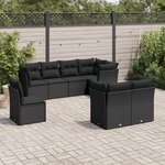 vidaXL Salon de jardin 8 Pièces avec coussins noir résine tressée