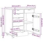 vidaXL Cabinet roulant 63 5 x 39 x 65 5 cm Bois de Pin Massif Gris