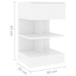vidaXL Tables de chevet 2 Pièces Blanc 40x35x65 cm Bois d’ingénierie