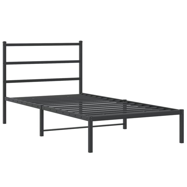 vidaXL Cadre de lit métal avec tête de lit noir 100x200 cm