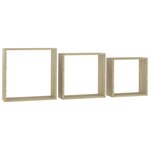 vidaXL Étagères murales sous forme de cube 3 Pièces Chêne sonoma