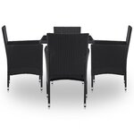 Vidaxl mobilier à dîner d'extérieur 5 pcs noir résine tressée et verre