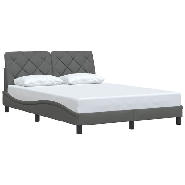 vidaXL Cadre de lit sans matelas gris foncé 140x190 cm tissu