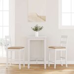 vidaXL Tabourets de bar avec coussins 2 Pièces blanc bois massif d'hévéa