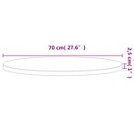 vidaXL Dessus de table Ø70x2 5 cm rond bois massif de hêtre