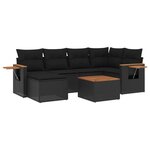 vidaXL Salon de jardin 7 Pièces avec coussins noir résine tressée