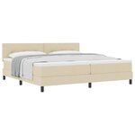 vidaXL Lit à ressorts avec tête de lit Crème 200 x 200 cm tissu