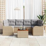 vidaXL Ensemble de canapé de jardin 7 Pièces Beige  blanc
