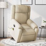vidaXL Fauteuil inclinable de massage Crème Tissu