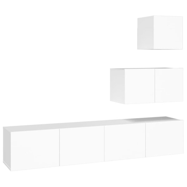 vidaXL Ensemble de meubles TV 4 Pièces Blanc Bois d'ingénierie