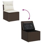 Ensemble de canapé de jardin 6 pièces avec coussins en rattan poly marron