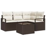 vidaXL Ensemble de canapé de jardin avec coussin 5 Pièces Marron et Crème