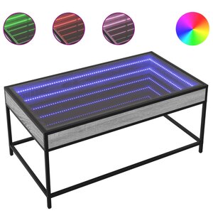 vidaXL Table basse avec LED infini sonoma gris 90x50x41 cm