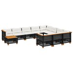 vidaXL Salon de jardin 11 Pièces avec coussins noir résine tressée