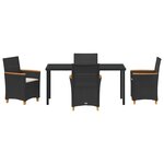 vidaXL Ensemble de salle à manger pour jardin 5 Pièces Noir polyrotin