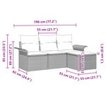 vidaXL Ensemble de canapé de jardin 4 pièces avec coussins Noir Poly Rattan