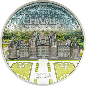 Monnaie CHATEAU DE CHAMBORD 5 Oz Argent 25$ Cook Islands 2024 (PRÉCOMMANDE)
