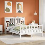 vidaXL Lit bibliothèque sans matelas blanc 140x190 cm bois pin massif