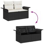 vidaXL Ensemble de canapé de jardin 7 Pièces Noir  Crème 55 x 55 x 37 cm