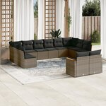 vidaXL Salon de jardin avec coussins 12 Pièces gris résine tressée